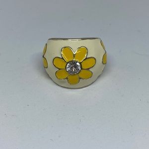 Yellow Enamel Flower Ring